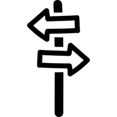 Directional arrows signal hand drawn symbol pointing left and right opposite directions