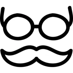 Mustache and glasses hand drawn outlines