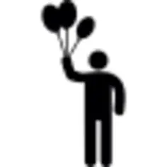 Standing man with balloons