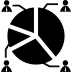 Circular graphic with candidates percentages of votation