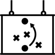 Soccer tactical sketch of players movements on whiteboard