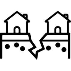 房子之间的破裂的地面