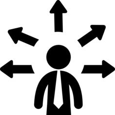 Businessman with multiple options
