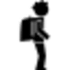 Student with backpack from side view