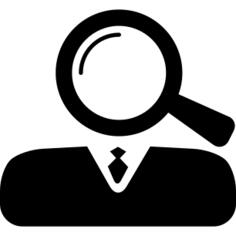Magnifying lens as head of business professional