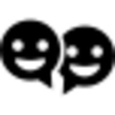 Speech bubbles couple of smiling circular faces