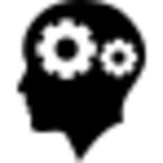 Man bald head with two gears inside
