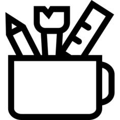 Office utensils inside a cup