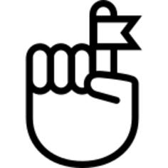 Hand finger with a ribbon