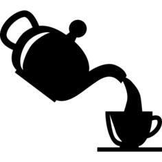 Serving tea in a cup from a teapot