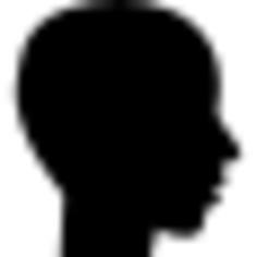 Head side view black silhouette of male bald shape