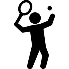Tennis player with racket
