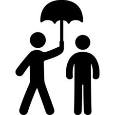 Two people under an umbrella