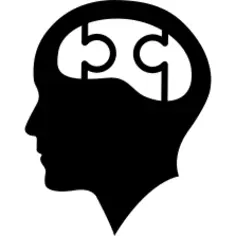 Bald head with puzzle brain