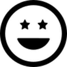 Smiling happy emoticon square face with eyes like stars