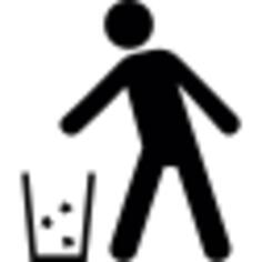 Man and trash container