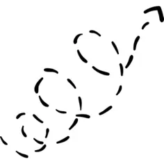 Curly dotted arrow