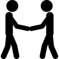 Two stick man variants shaking hands