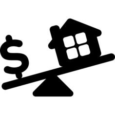 House and dollar sign in weighing scale