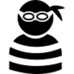 Criminal wearing eye piece and striped top