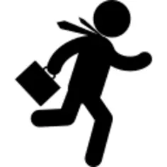 Businessman running fast with suitcase in right hand