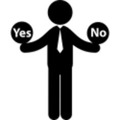 Man with two options to choose between yes or no