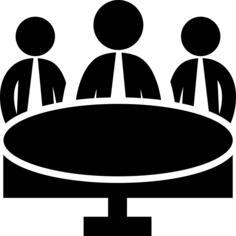 Business meeting group on circular table