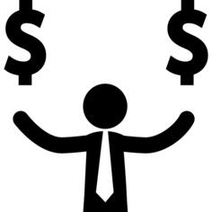 Businessman with dollars signs on his hands