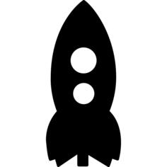 Rocket in vertical position ship for outer space travel