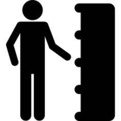 Silhouette in front of bookcase