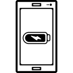 与充分的电池标志的手机概述在屏幕上