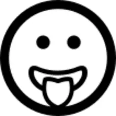 Emoticon square rounded face with tongue out of the mouth