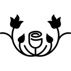 Rose outline variant with leaves silhouette and vines