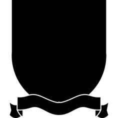 Shield badge with ribbon at the bottom
