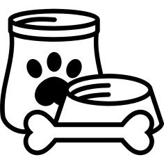 Dog food and bone