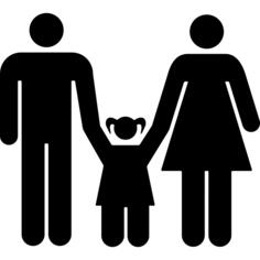 Family of mother and father with a daughter