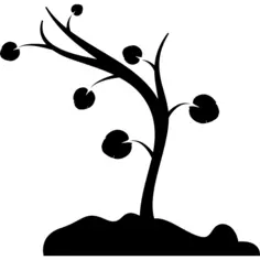 Tree curved to left with few leaves and branches