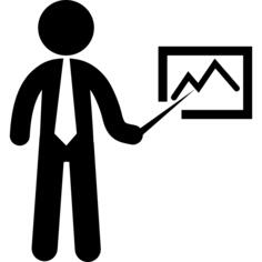 Business man pointing a stats graphic