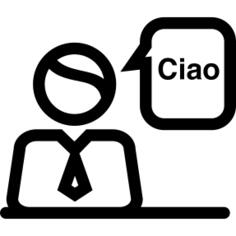 Italian receptionist saying ciao
