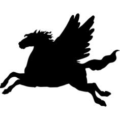 Pegasus winged horse black side view silhouette shape