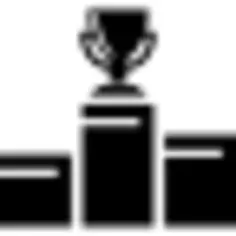 Trophy cup on lectern of podium