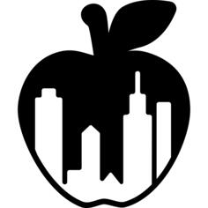 New York city apple symbol with buildings shapes inside