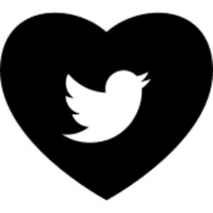 Heart with social media logo of Twitter