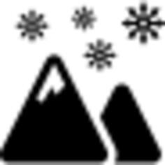 Mountains and falling snowflakes