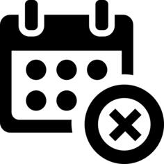 Cancel event interface symbol of a calendar with a cross button