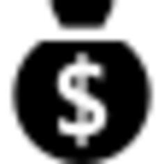 Money bag of black circular shape with dollars sign
