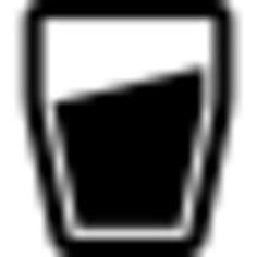 Drinking glass with black liquid inside