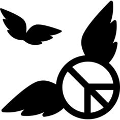 Peace Symbol with Wings