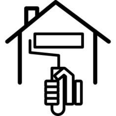 Paint roller brush inside a home