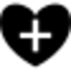 Positive heart symbol shape with plus sign
